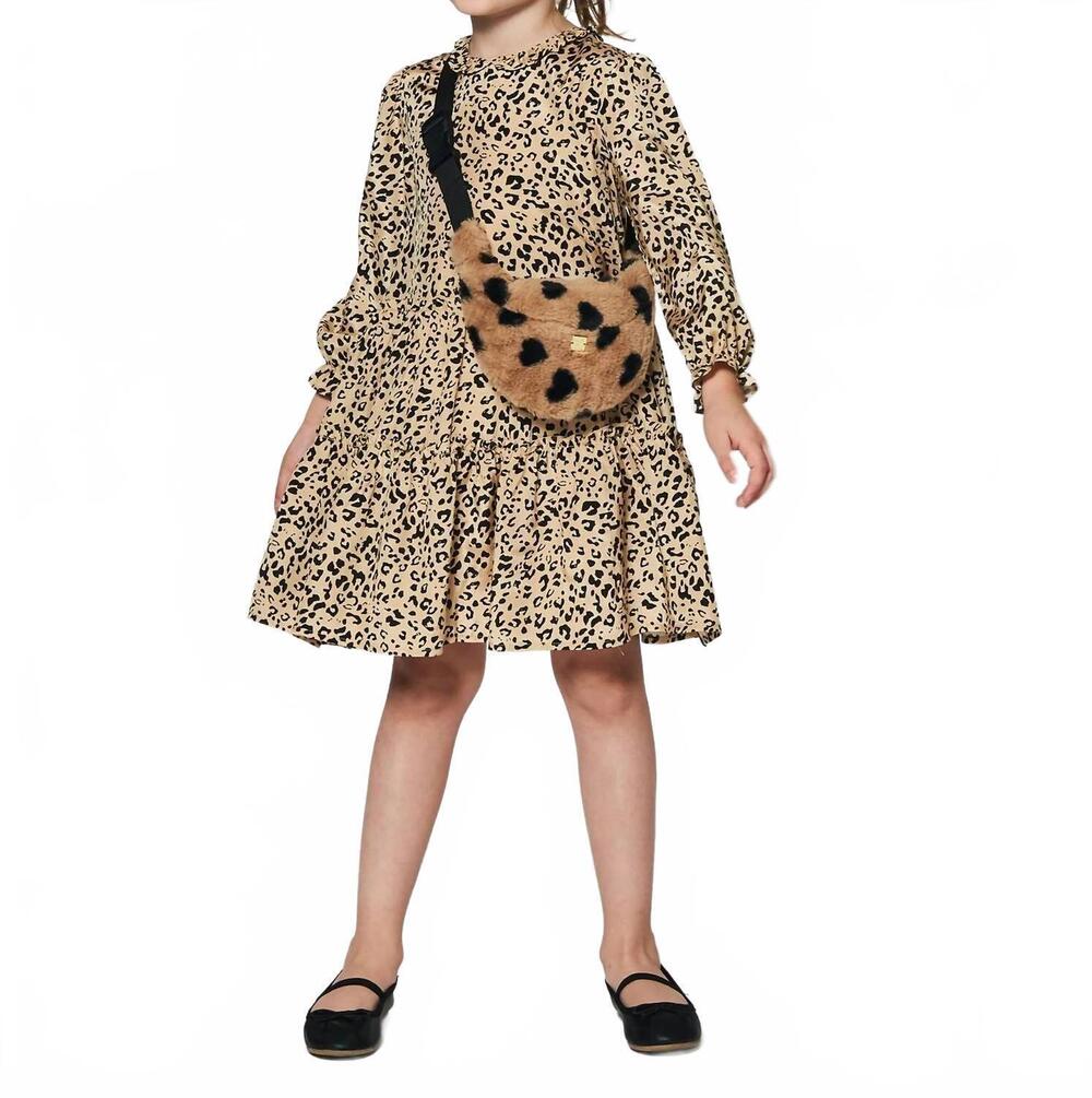 NEW DEUX PAR DEUX leopard ruffle dress in beige